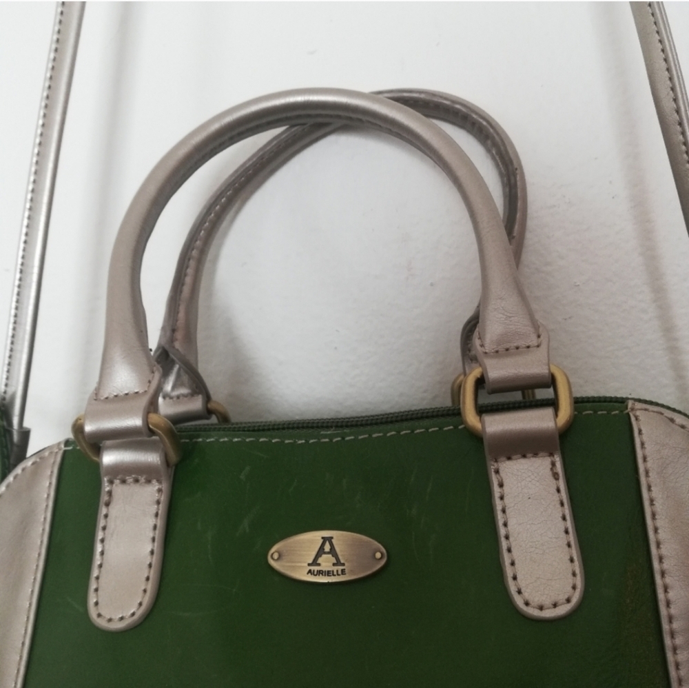 Aurielle Green Silver Gray Genuine Leather Crossbody Bag - Picture 4 of 16